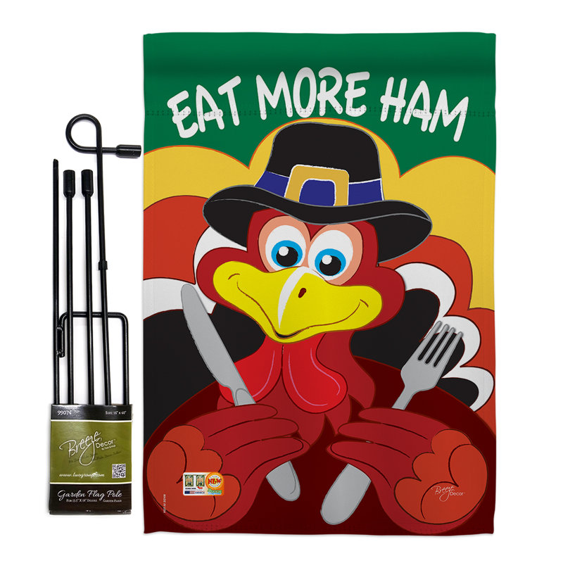 Plus de 2 côtés de polyester de 2 côtés 18,5 x 13 po manger plus de jambon ensemble de drapeau