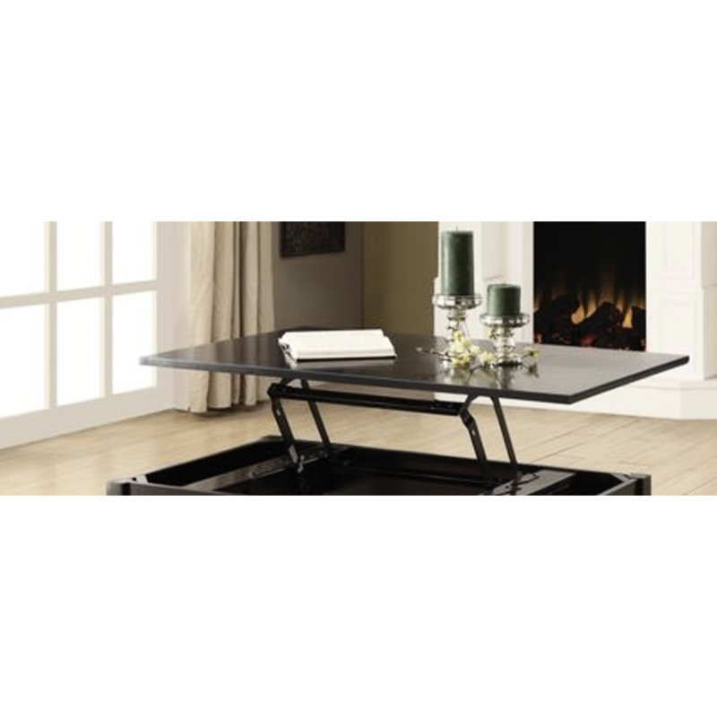 Table basse Anisa avec plateau relevable et grande surface de présentation en bois d'aspect tiroir