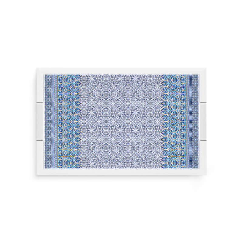 Iznik Acrylic Rectangle Decorative Tray, Blue, 12.5"W x 7.75"D x 2"H