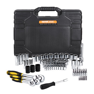 121-Piece Mechanics Tool Set 1/4" 3/8" 1/2" Drive Sockets SAE and Metric