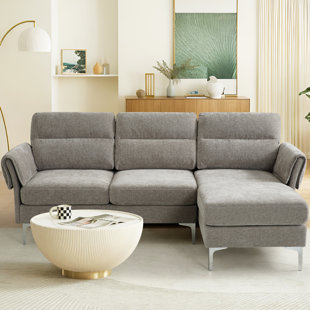 Sectional Sofa Set For Living Room,modern  3-seat Convertible Loveseat Sofa With 1 Ottoman For Small Space(gray)