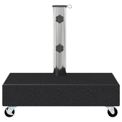 Base de parasol en granit noir avec support de parasol de patio extérieur en acier inoxydable