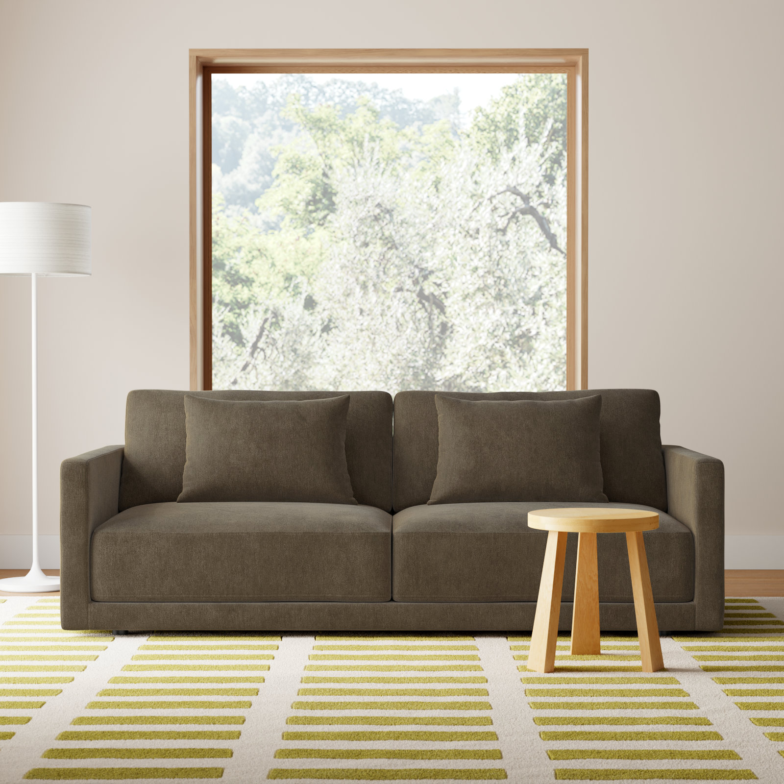 Kenji 84'' Upholstered Sofa, Olive Green Performance Chenille