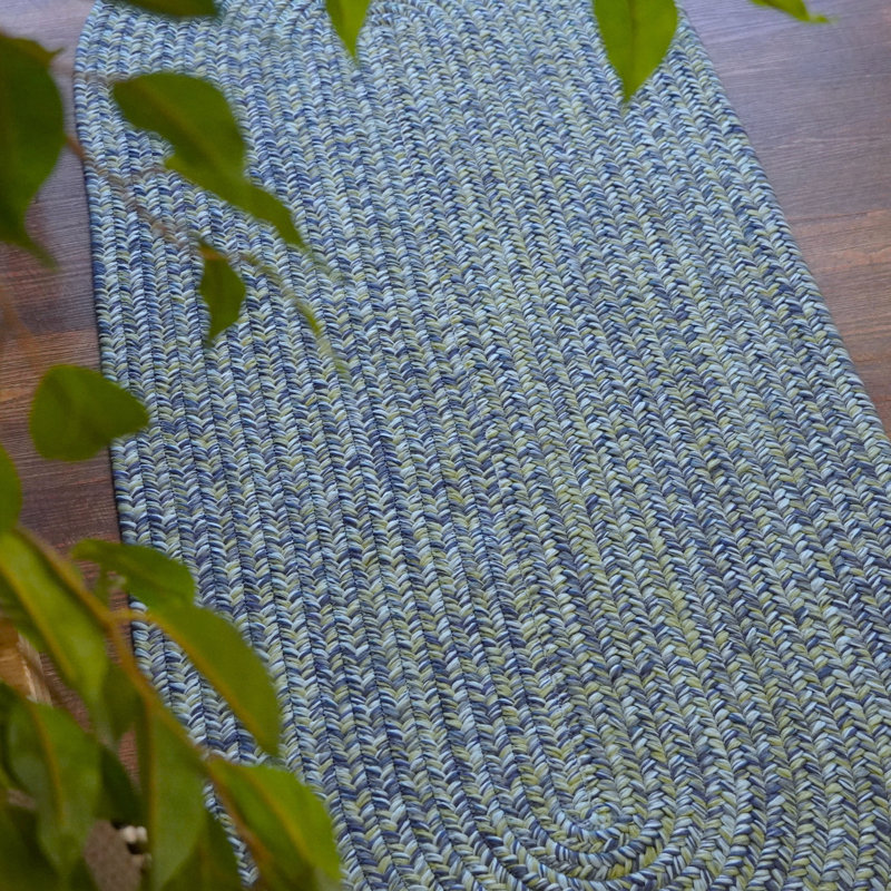 Tapis intérieur / extérieur en tweed bleu Chadarius Coastal, Tapis de couloir 2 pi x 9 pi