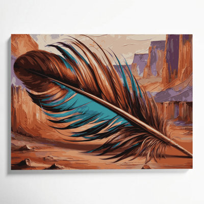 Southwestern Animals Turkey Feather 53 Brown Canvas Wall Art