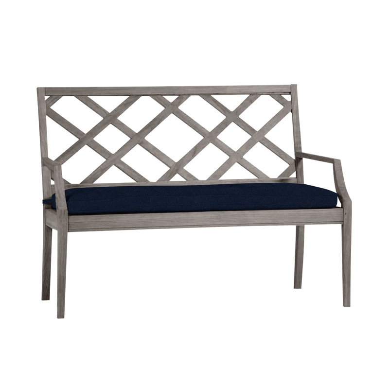 Banc Haley en teck de 48 po - Huître, Teck huître, Velours indigo, Pas de soudure