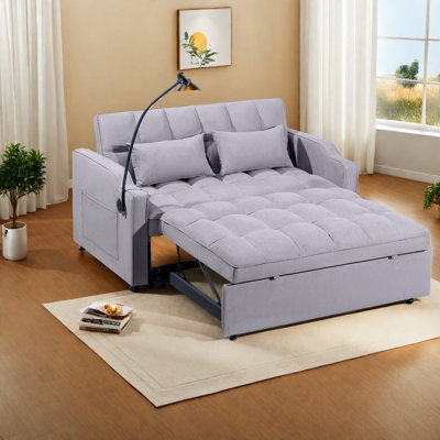 Canapé-lit réglable moderne, tissu en suède gris avec port USB pour un usage domestique