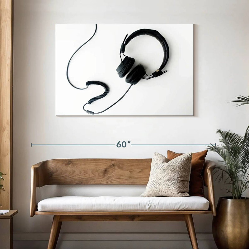Abarca Black Wired Headphones, 30" H x 45" W