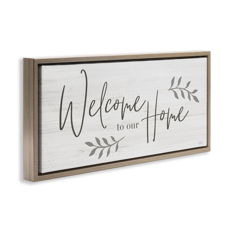 Panneau «Welcome To Our Home Country», Cadre flottant orme Montalcino, H 14 po x l 31 po