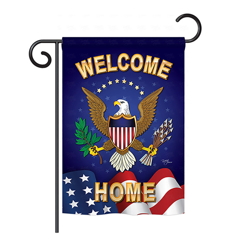 Drapeau de jardin en polyester 2 côtés welcome home, H 18,5 po x l 13 po, Polyester