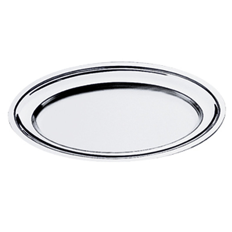 Assiette de service ovale avec bords renforcés menu et banquet - 6 pièces - Acier inoxydable