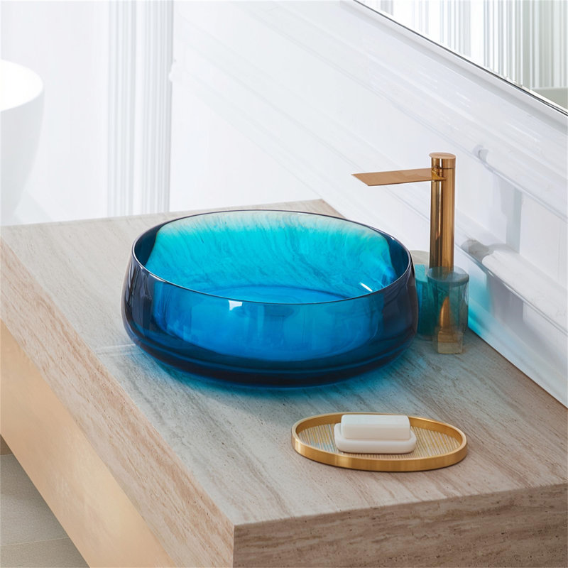 Lavabo vasque de salle de bain en résine de pierre Art moderne 25C61-bleu