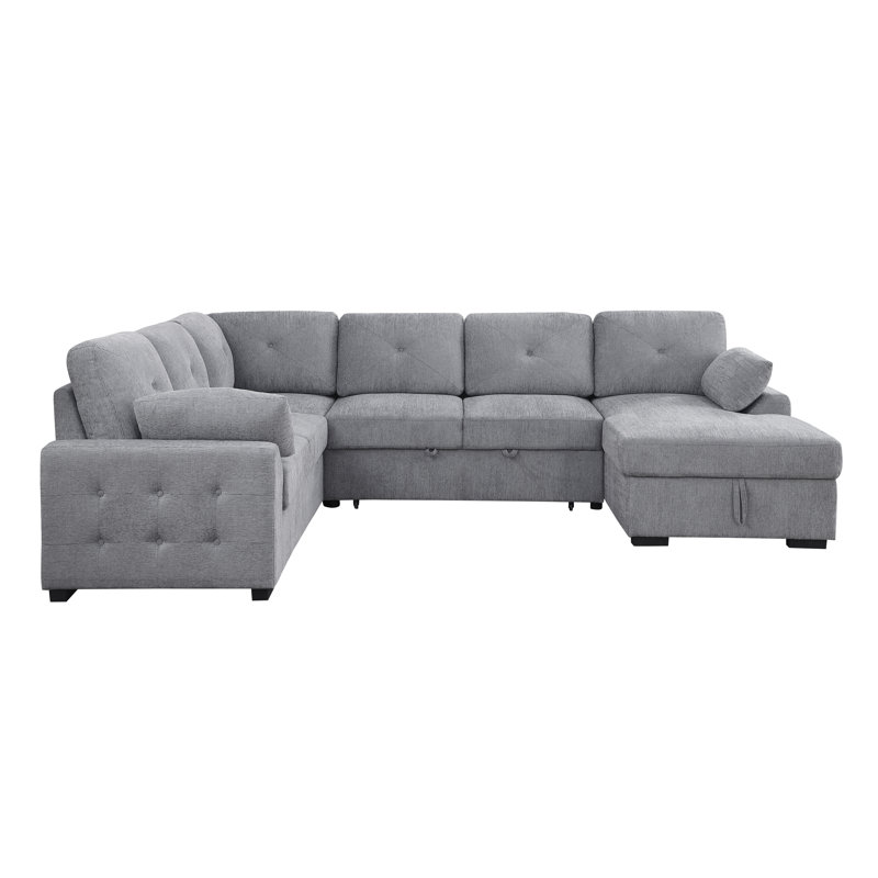 Nyhan Upholstered Corner Sectional, Gray Chenille