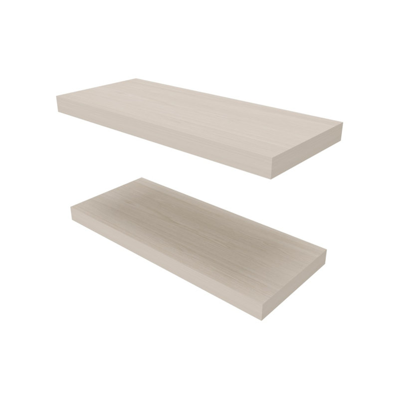 Étagère flottante Belville, 2 tablettes, H 1,50 po, chêne blanchi - salon, Chêne clair