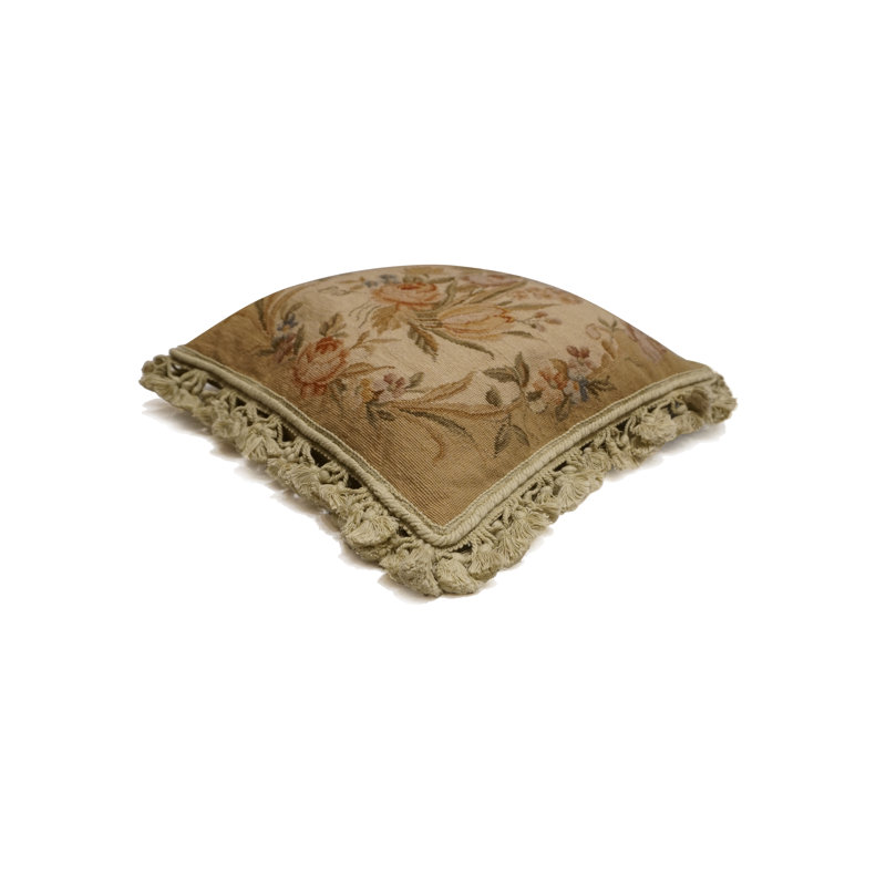 Needlepoint Square Pillow Cover & Insert, Square 16", Cream Floral