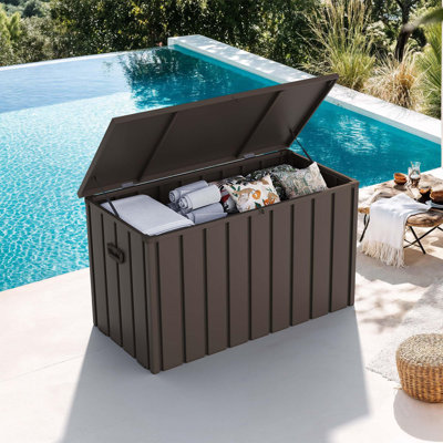 PURPLE LEAF Outdoor Deck Box 120 Gallon  Waterproof Lockable Storage Box Container with Lid Deck Organization for Patio Cushions Side Table Pool Accessories Garden Tools