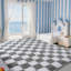 Tapis blanc et gris clair à carreaux antidérapant idéal pour les chambres d'enfants, les zones d'étude et les salons-2030541859-2030541860