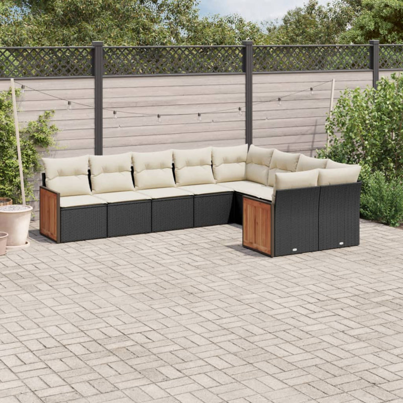 Ensemble de canapé de jardin Vidaxl noir, blanc crème
