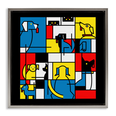 Cadre flottant abstrait Color Block Dogs, design par Tobe Fonseca