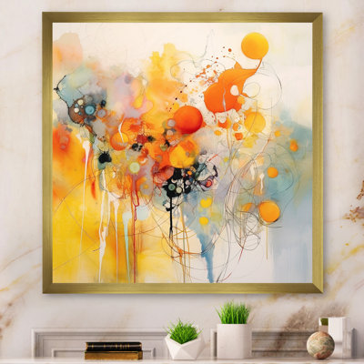 Orange and Yellow Color Whirls III - Abstract Minimalism Canvas Wall Art