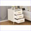 Table de chevet rembourrée beige à 3 tiroirs Plateau marbré