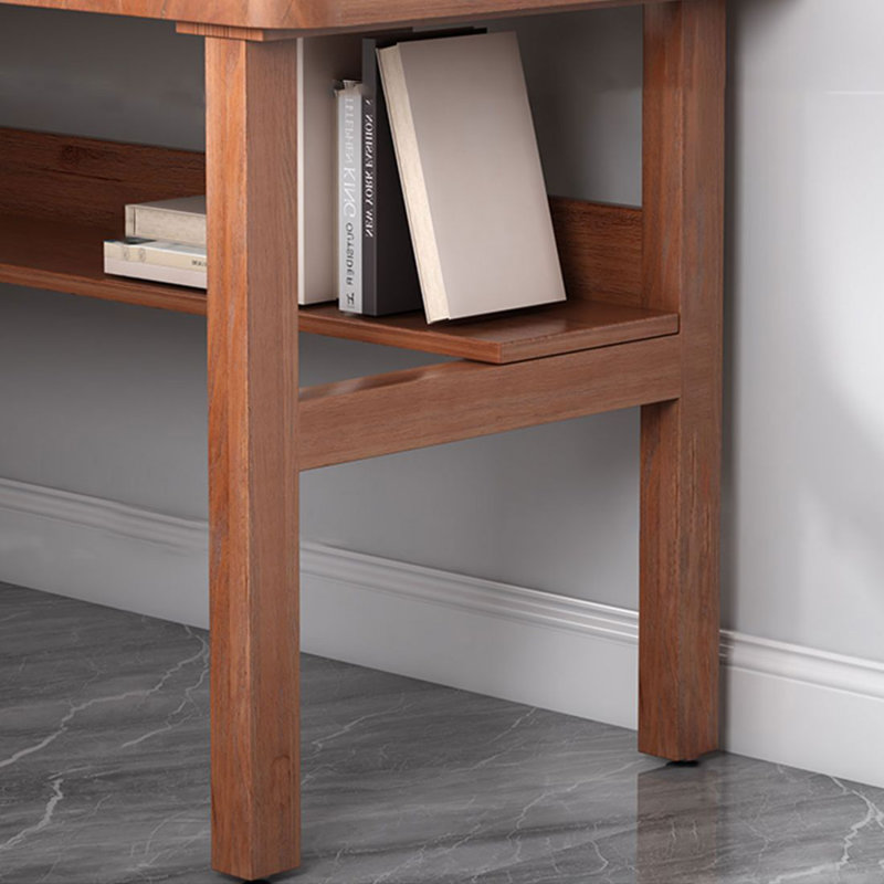 Bureau de direction en L en bois massif brun avec tiroirs, H 29,53 po x l 62,99 po x P 47,24 po, Retour à droite