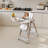 High Chair With - Tip Base, Five Point Belt, Silent Lockable Wheels, Comfort Design, White Multi Functional Foldable Feeding For 6 Months To Years, Tray, 5 Level Adjustment-1015615705