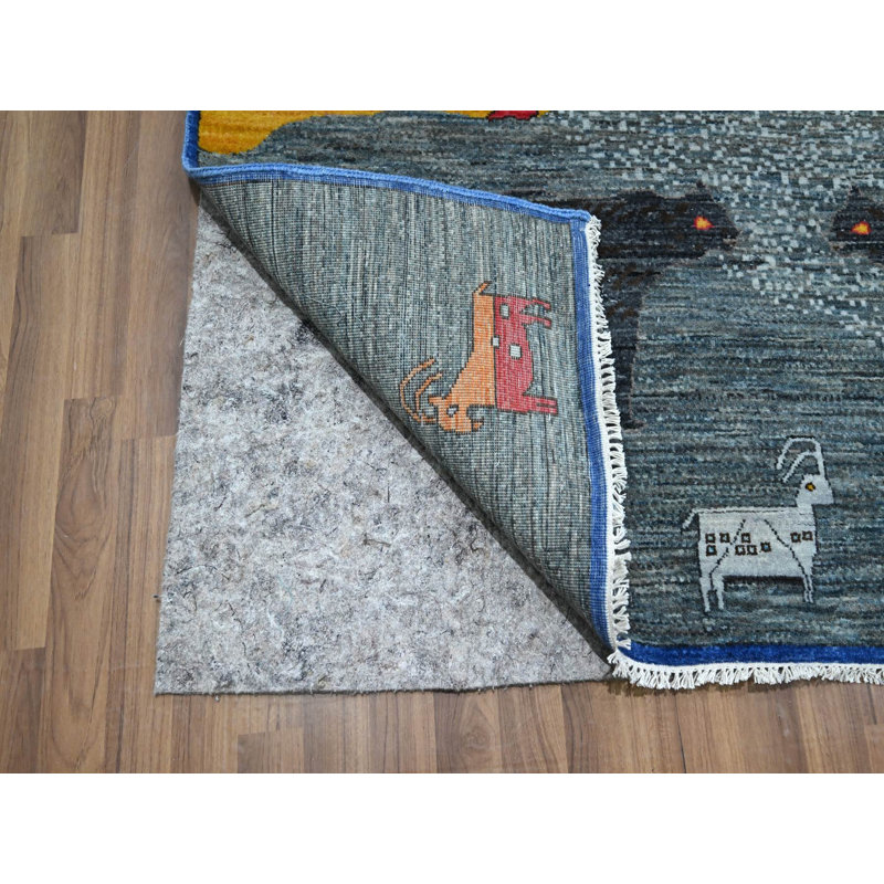 Tapis oriental rectangulaire gris en laine noué à la main 9 pi 0 po x 11 pi 11 po - MOA10276314