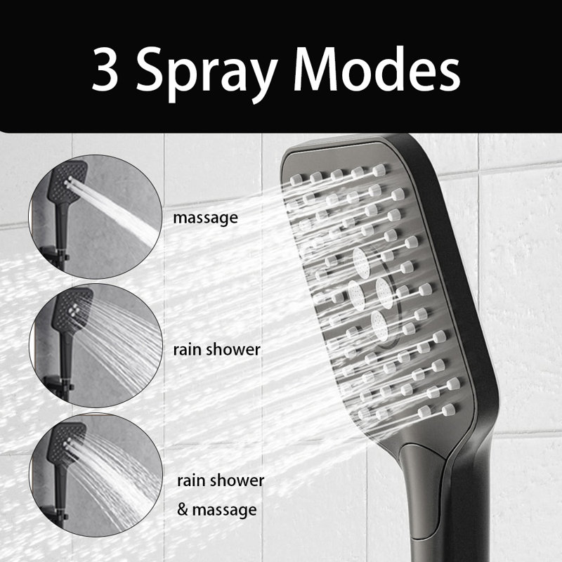 Wall Mounted Shower Faucet Set, Shower System With Tub Spout, 10" Rain Shower Head And 3-Setting Handheld Shower Head