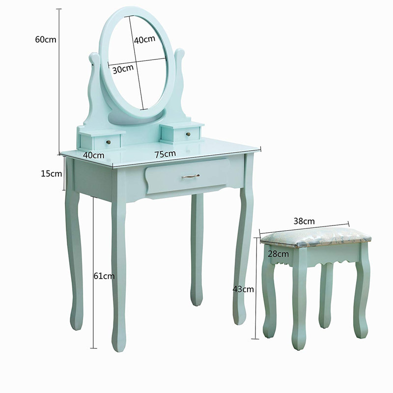 Condit Dressing Table with Mirror, Duck Egg