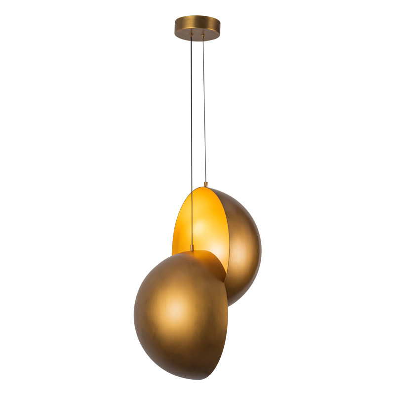 Void 24-in Black dimmable LED Pendant, Antique Brass