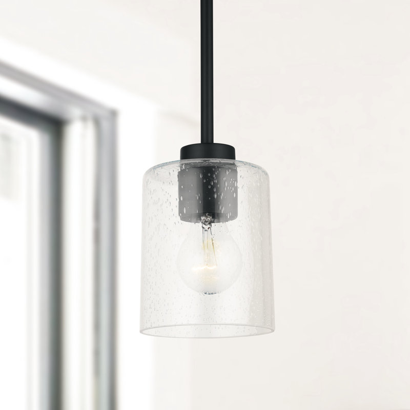Luminaire suspendu cylindrique à 1 lumière Babson, Noir mat