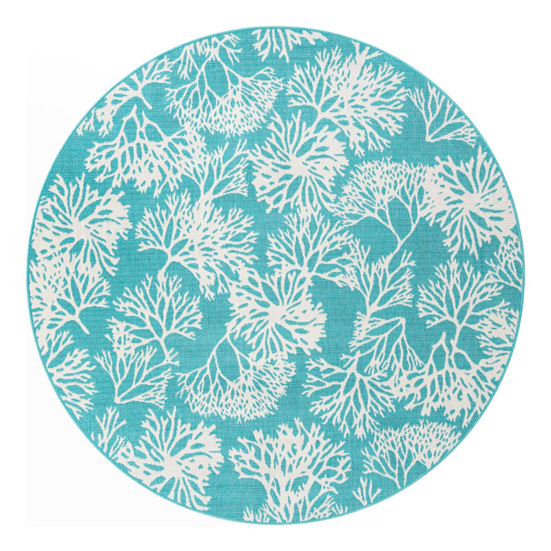 Floral Indoor / Outdoor Rug, Round 7'1"