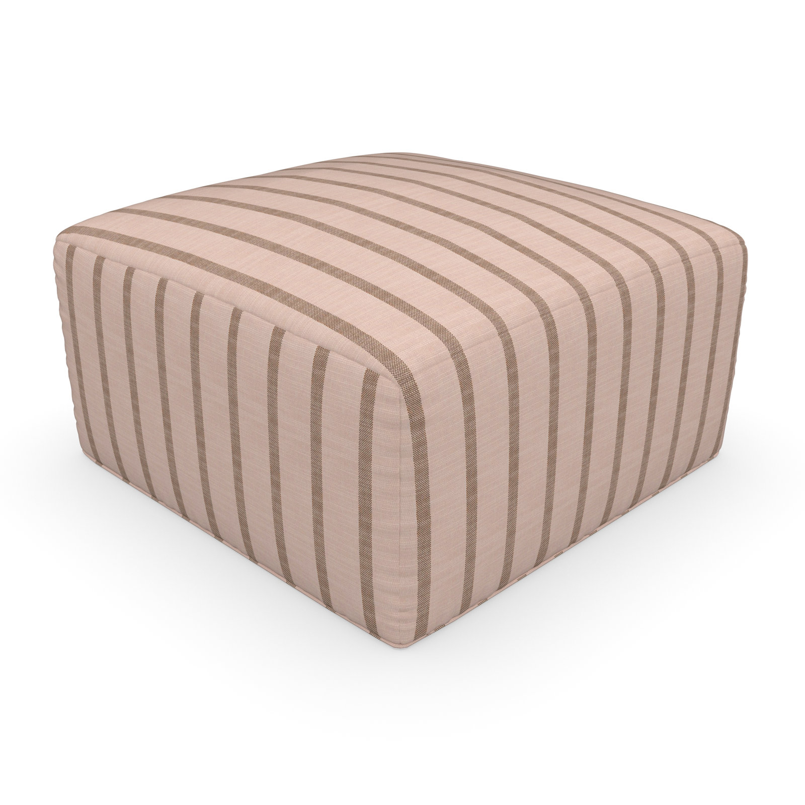 Praia Sunbrella® Outdoor Ottoman, 16" H x 29" W x 29" D, Unwind Cameo Striped Sunbrella®