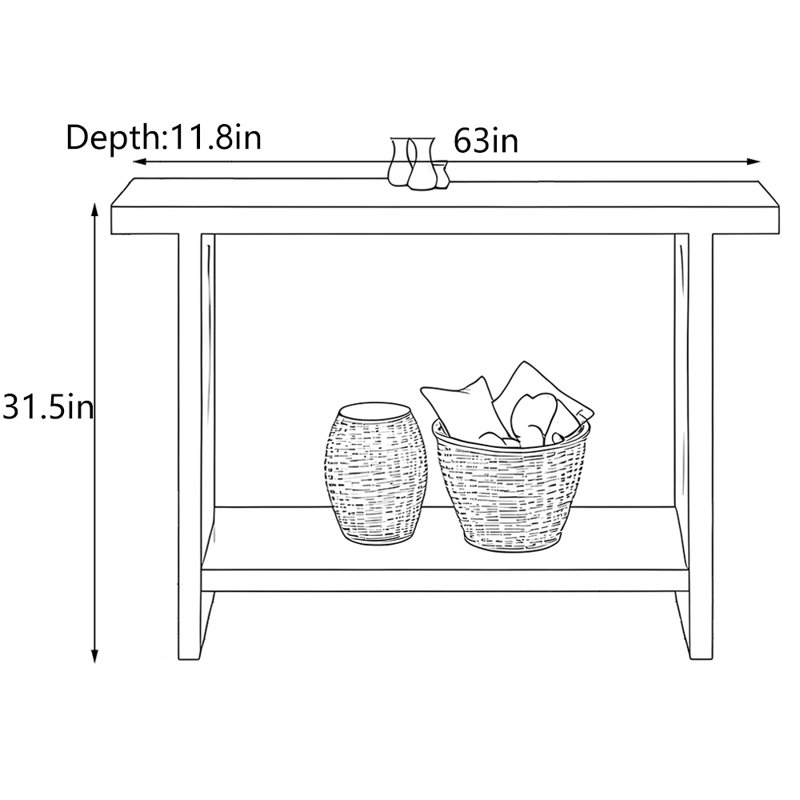Wabi-Sabi Style Solid Wood Console Table
