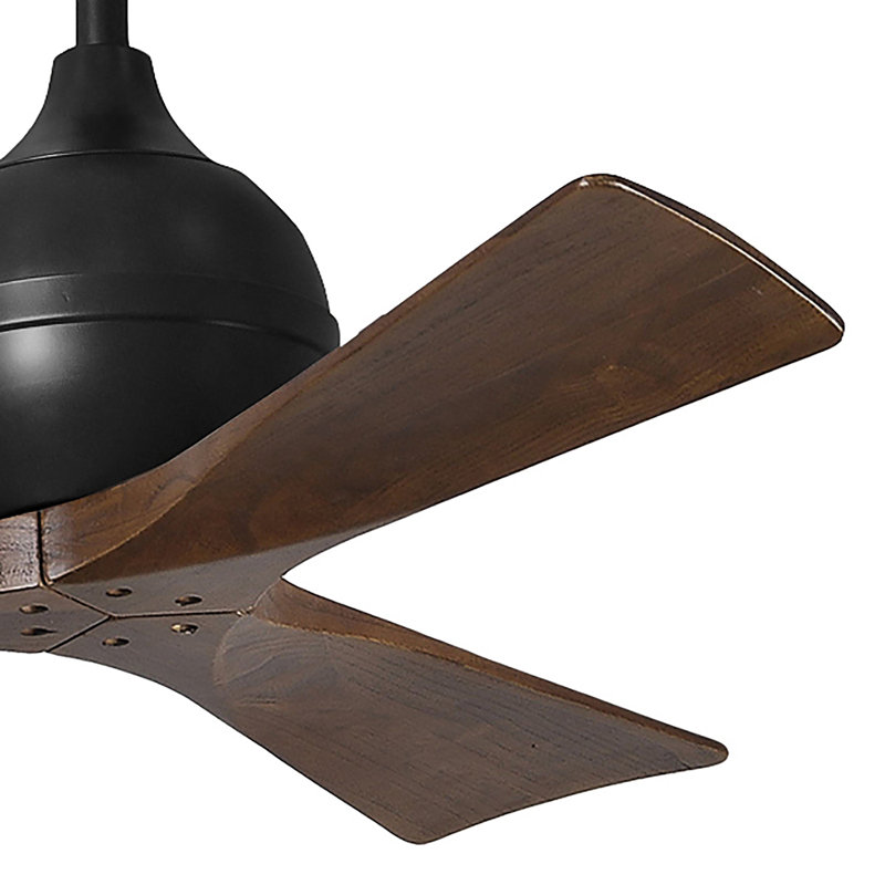 Ventilateur de plafond à 3 pales Irene, Noir mat, Ton noyer, L 42 po