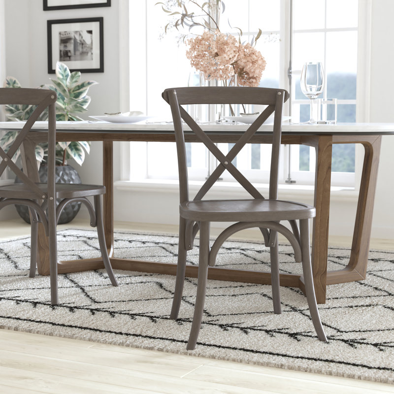 Arquit Stackable Cross-Back Wooden Bistro Chair, Gray, 1
