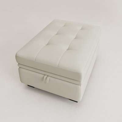 Velvet 32.3 inch Beige Storage Ottoman