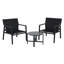 Ensemble de conversation bistro 3 pièces en tissu polyester enduit de PVC avec table d'appoint
