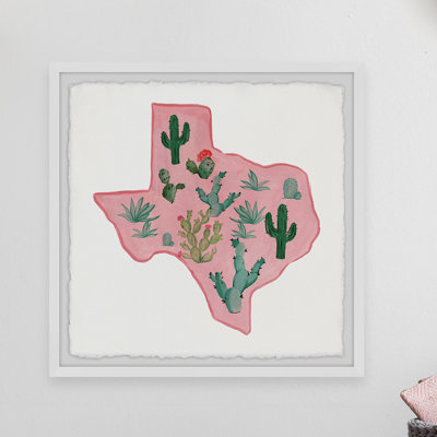 « Pink Texas »-impression de peinture encadrée sur papier