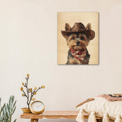 Country Wild West Dog Unframed Canvas Wall Art 11" X 14"