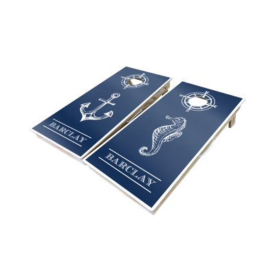 10 Piece Seahorse and Anchor Custom Cornhole Board Set