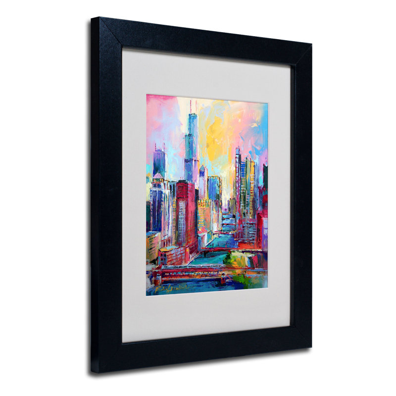 « chicago 3 », reproduction sur toile encadrée en bleu/rouge/vert, H 14 po x l 11 po x P 0,5 po, Noir