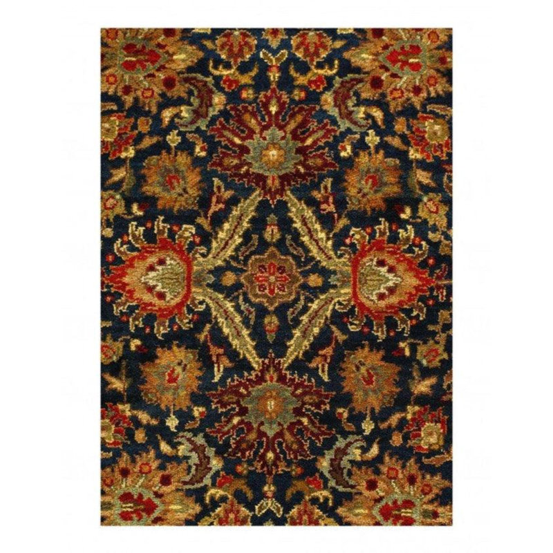 Tapis oriental en laine / coton bleu / brun / rouge 4 pi x 6 pi 3 po Oriental
