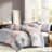 Bedding - Grey/Peach Printed Cotton With Filling & Textured Pillows-120264811