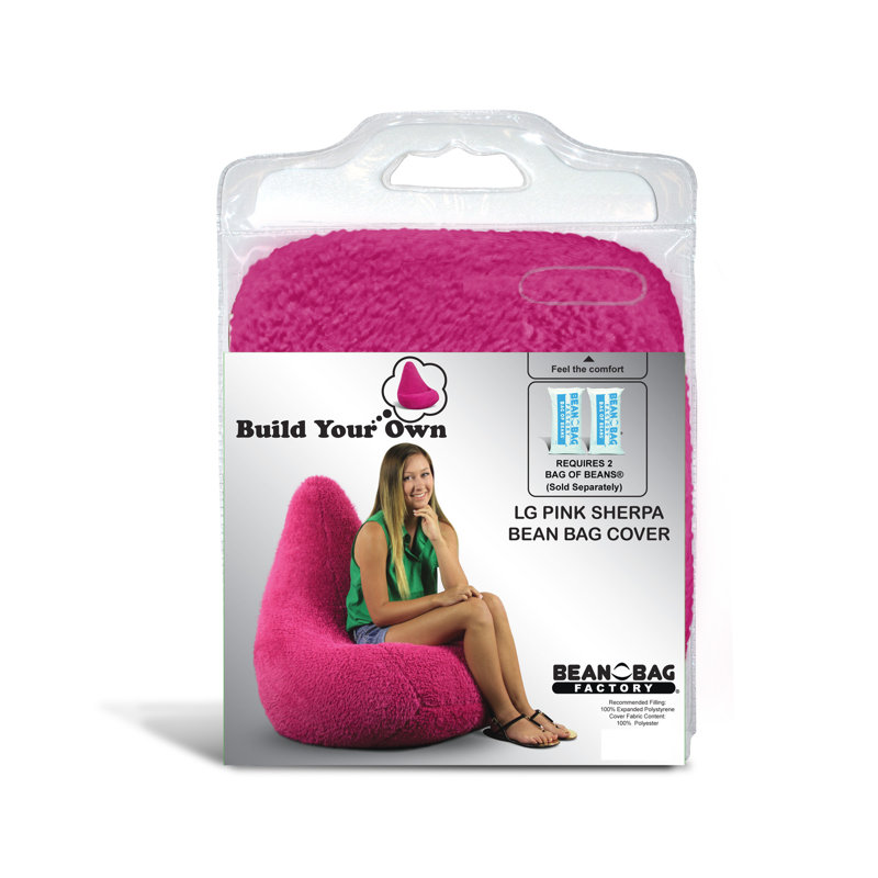 Grand couvre-sac à billes en sherpa, H 27 po x l 28 po x P 38 po, Fausse fourrure rose