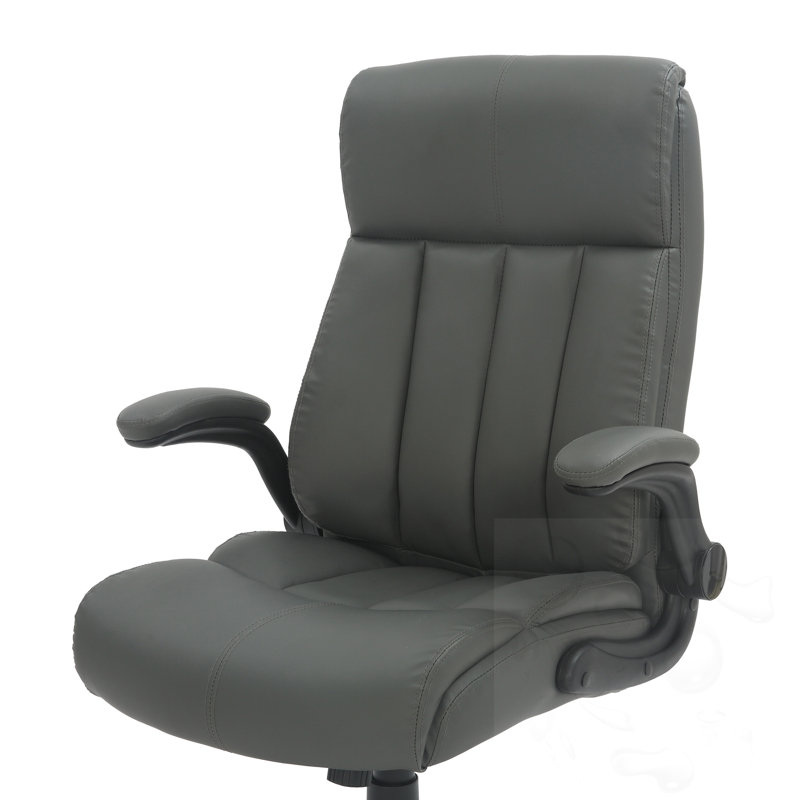 Chaise de bureau pivotante réglable avec accoudoirs, Gris, Gris