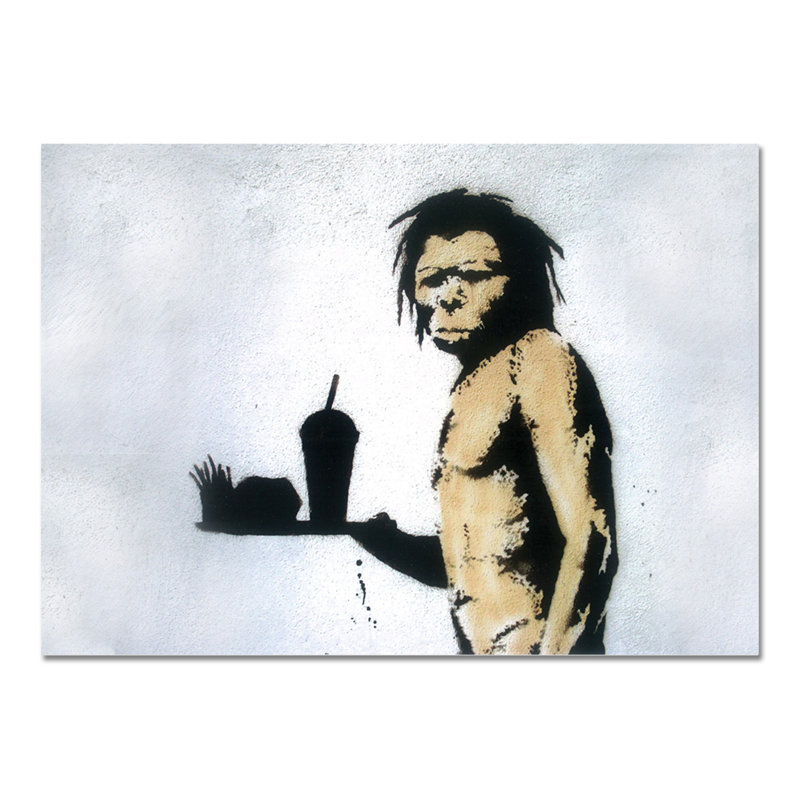 Primitive Man by Banksy - No Frame Painting on Plastic / Acrylic, 65cm H x 95cm W