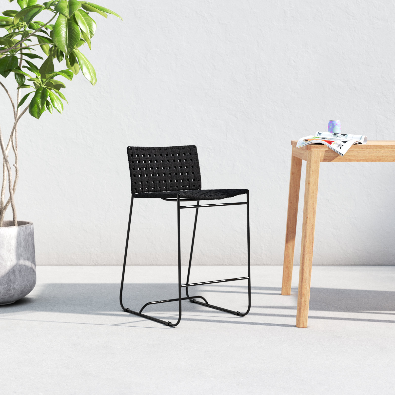 Ferney 34'' Rope Outdoor Bar Stool