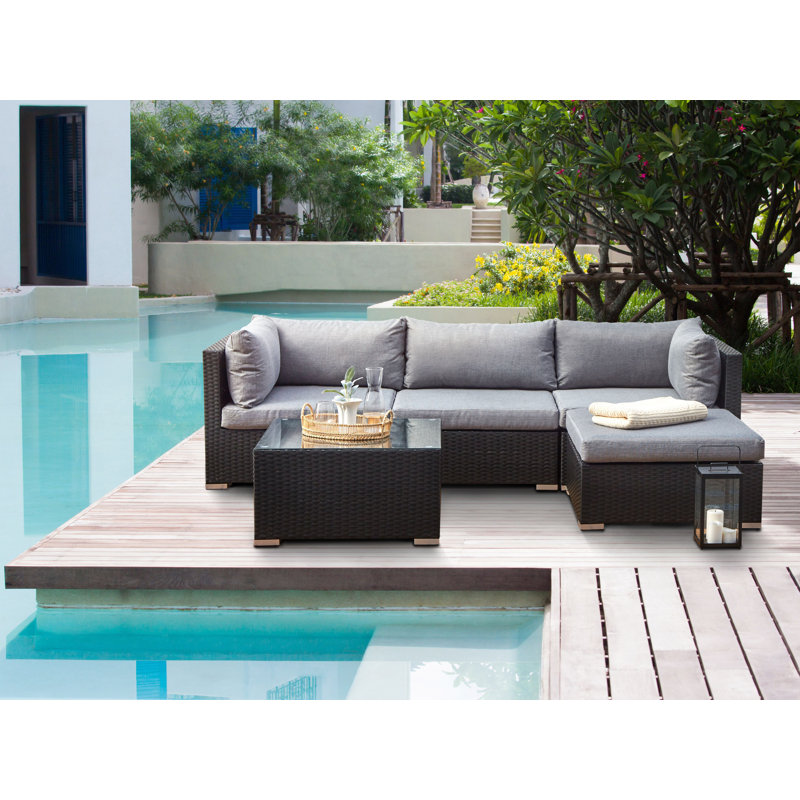 SANO Wicker 4 - Person Garden Lounge Set with Cushions